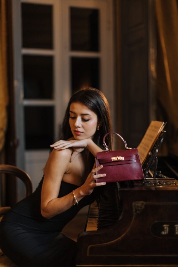 Modèle Kelly - Cuir de vachette 🇮🇹 bordeaux – Image 5