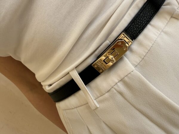 Ceinture inspiration H en cuir véritable 🇮🇹 
Noir – Image 8