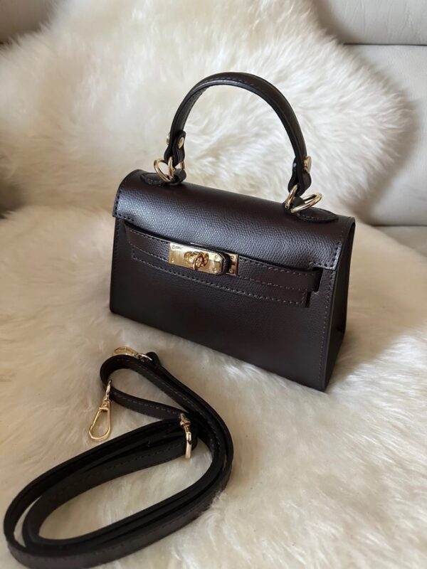 Modèle Kelly en cuir de vachette 🇮🇹 marron foncé – Image 2
