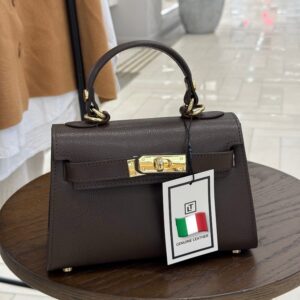 Modèle Kelly en cuir de vachette 🇮🇹 marron foncé
