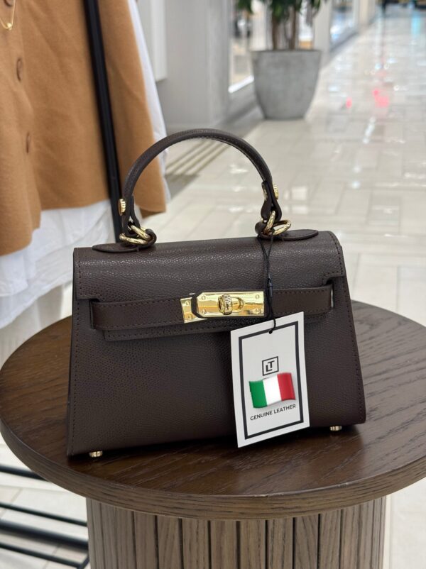 Modèle Kelly en cuir de vachette 🇮🇹 marron foncé